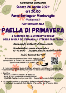 Paella di Primavera - Raccolta fondi per ristrutturazione "Villa Diana" (Scuola Infanzia Parrocchiale) @ parco berlinguer, monteveglio